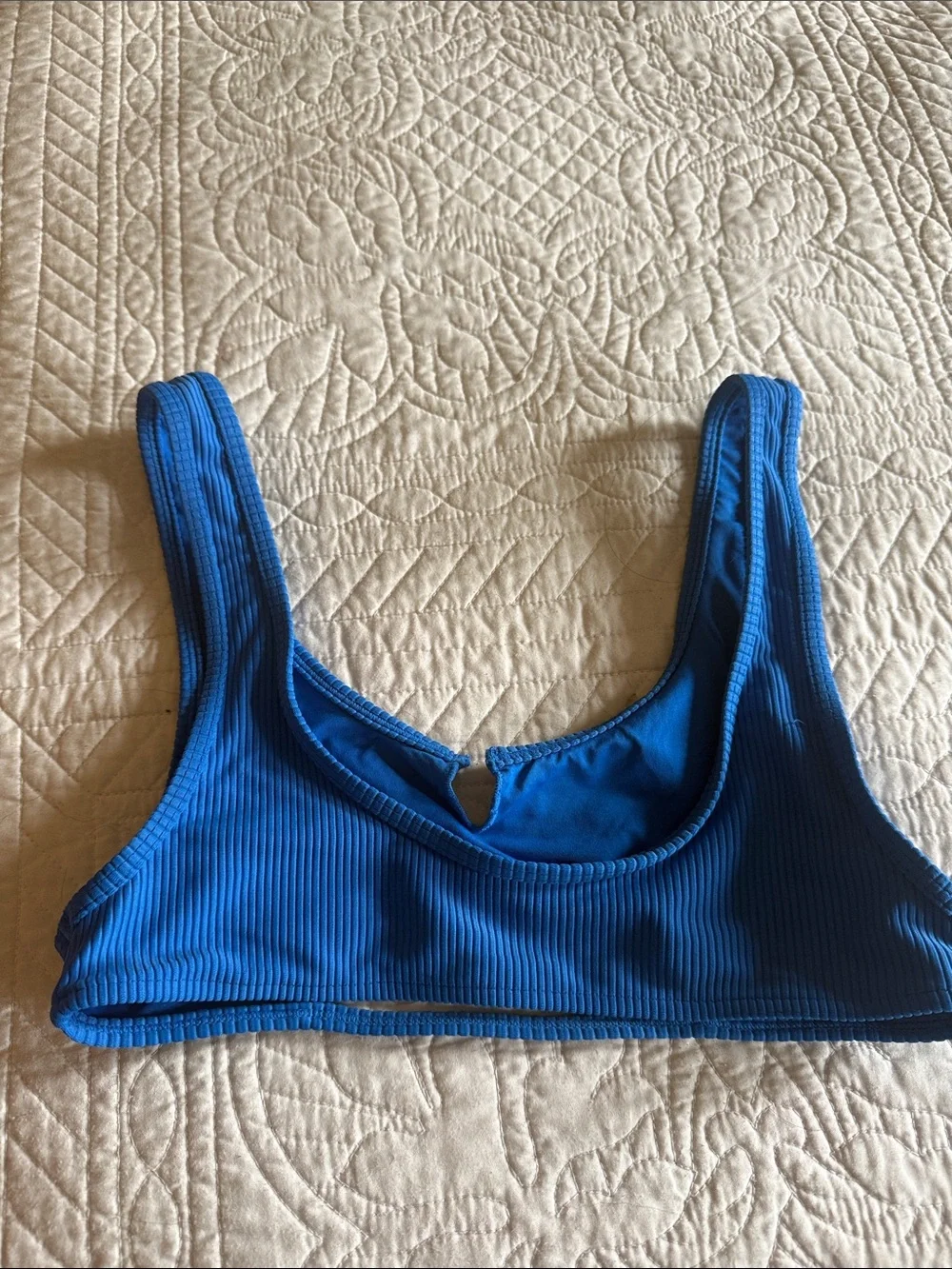 Frankie’s Blue Ribbed Women’s Two-Piece Swim Bikini Set- Top (M) Bottoms (L)